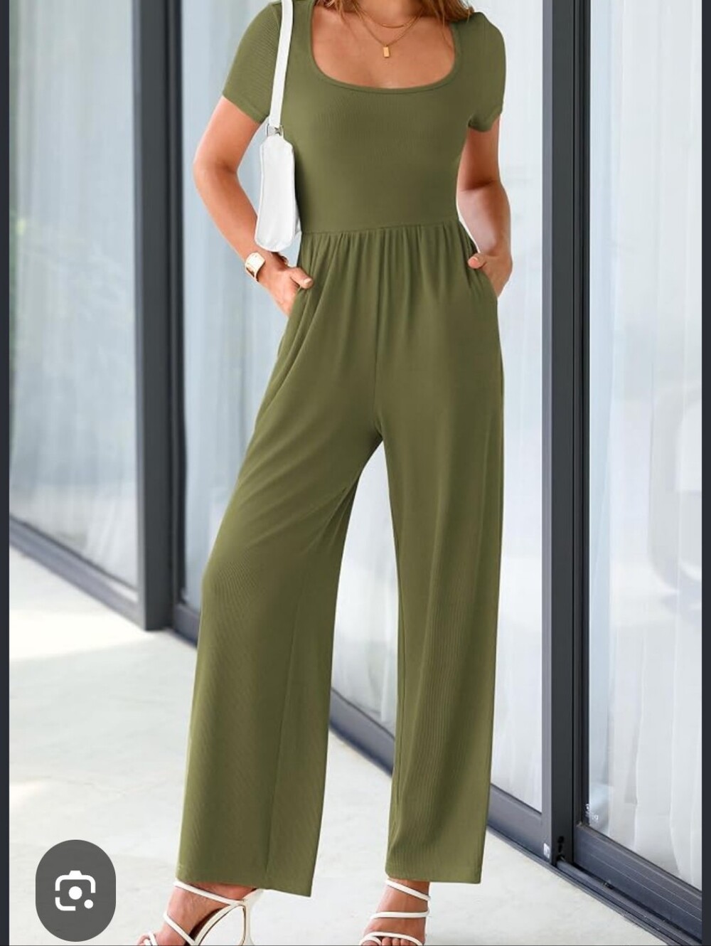 Pinkblush Olive Scoop-Neck Wide-Leg Jumpsuit